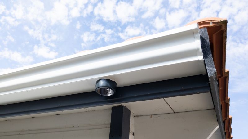 Gutter installation on a roof edge